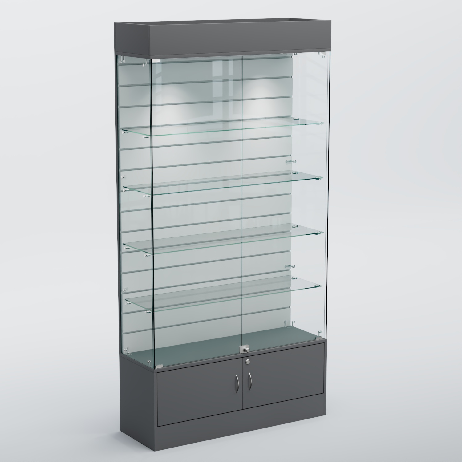 Витрина СЕТЬ №3-П с экономпанелью и полками Темно-Серый