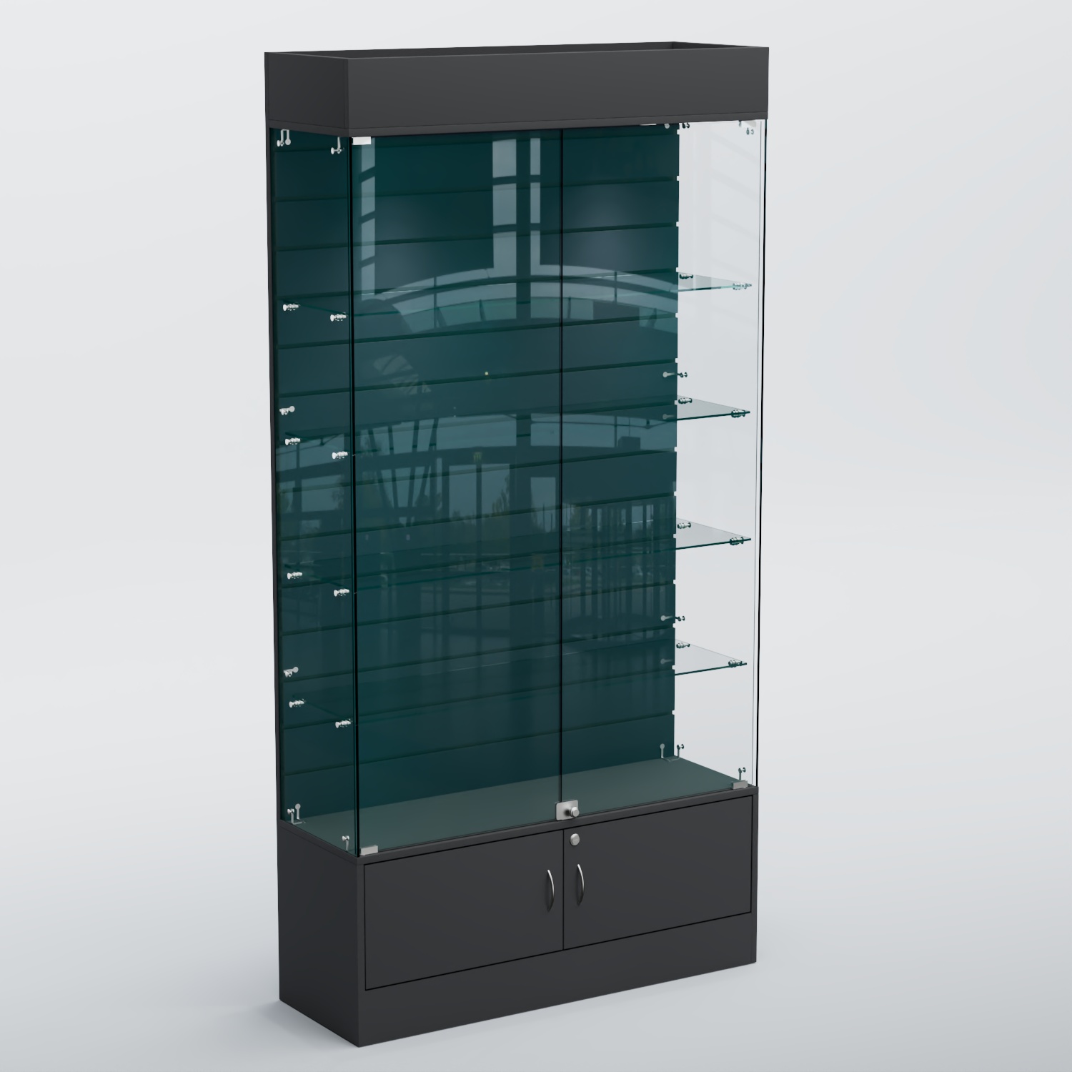 Витрина СЕТЬ №3-П с экономпанелью и полками Антрацит