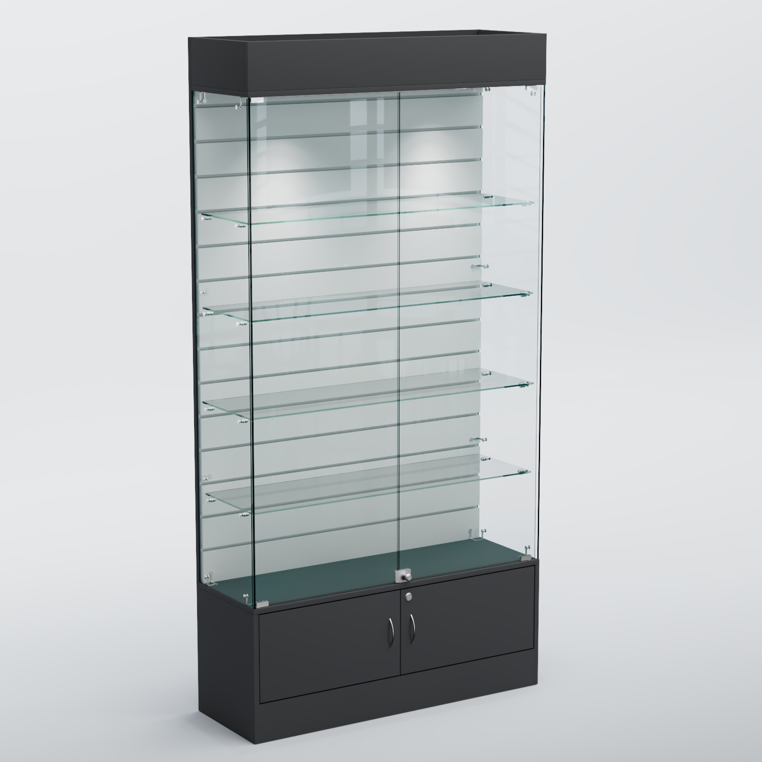 Витрина СЕТЬ №3-П с экономпанелью и полками Aнтрацит+Белый