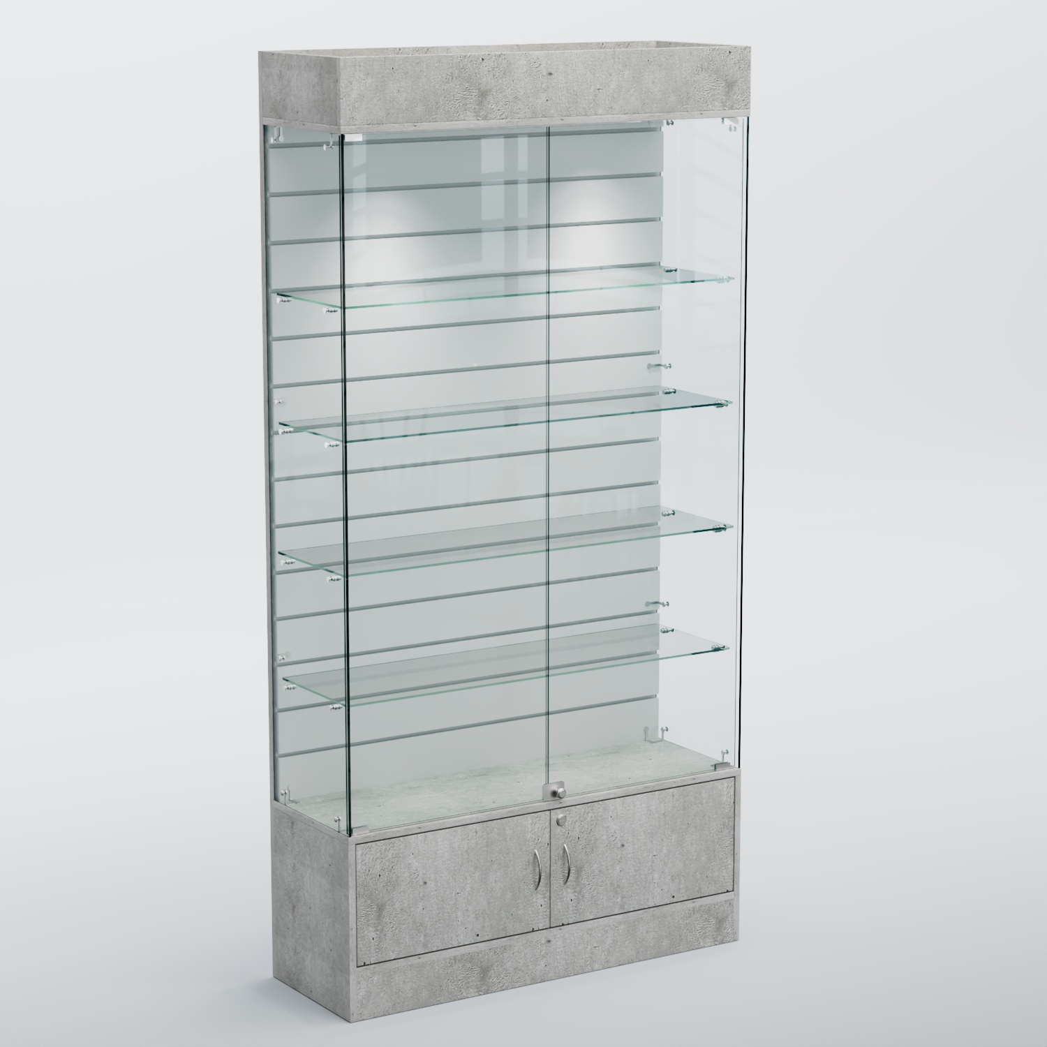 Витрина СЕТЬ №3-П с экономпанелью и полками Метрополитан Грей