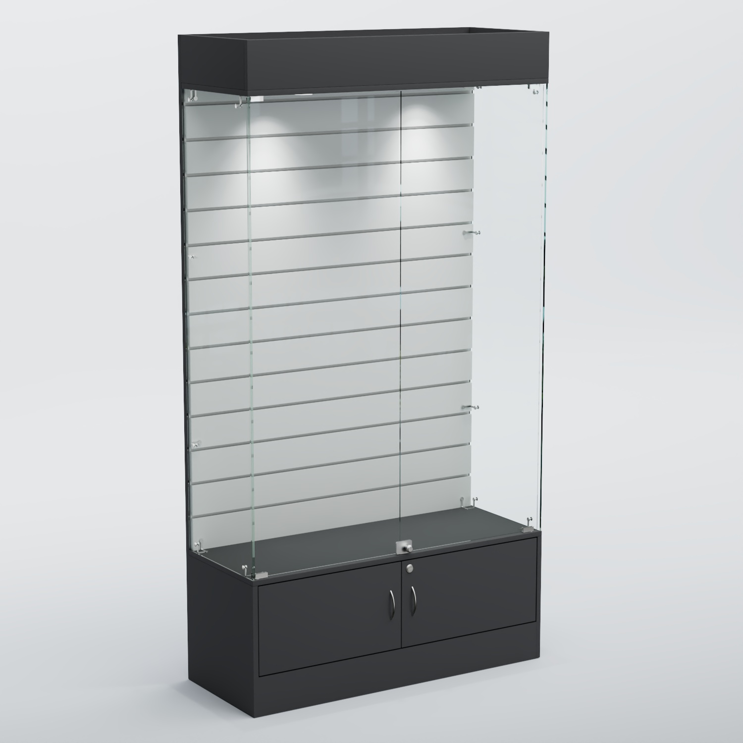 Витрина СЕТЬ №1 с экономпанелью Aнтрацит+Белый