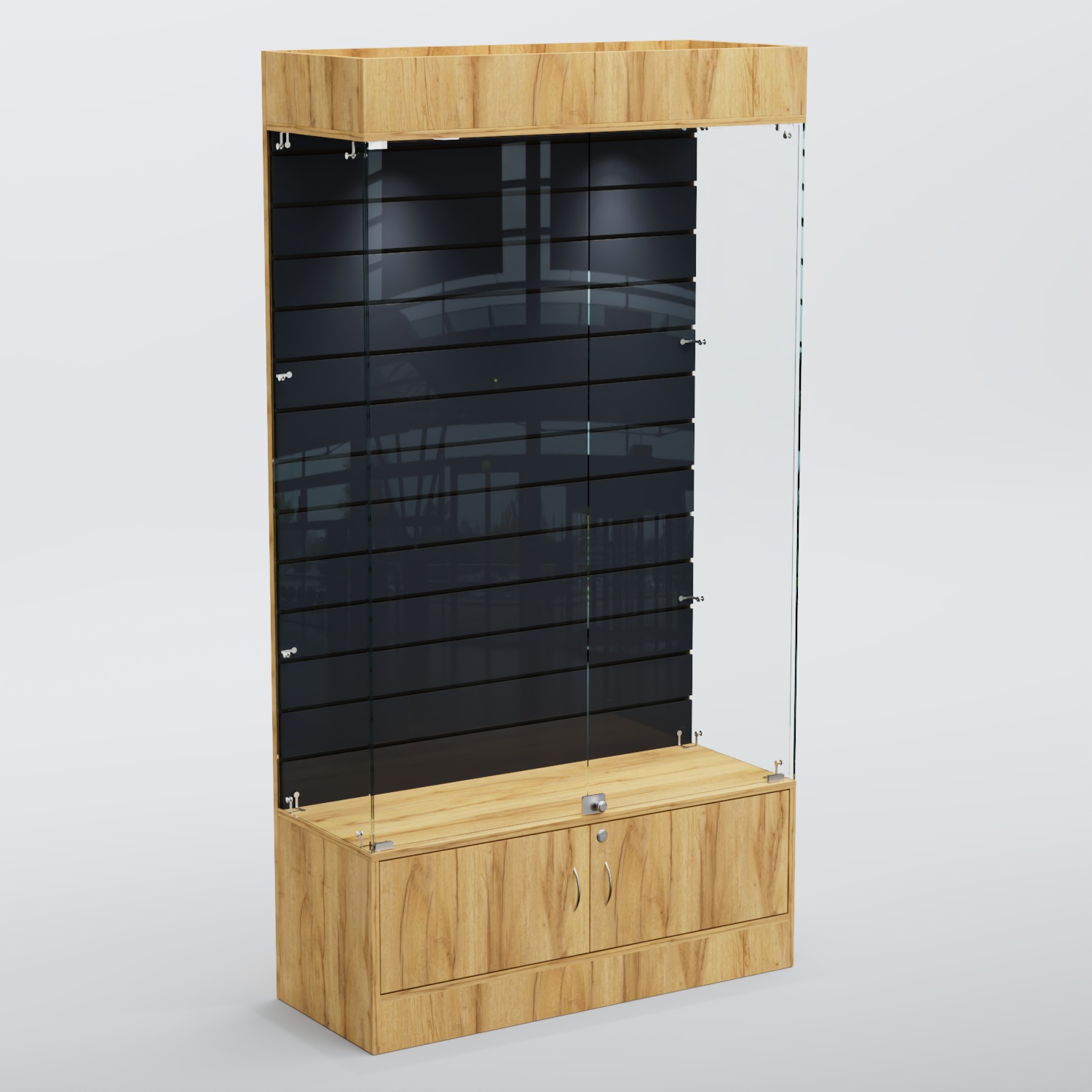 Витрина СЕТЬ №1 с экономпанелью Дуб Золотистый+Антрацит