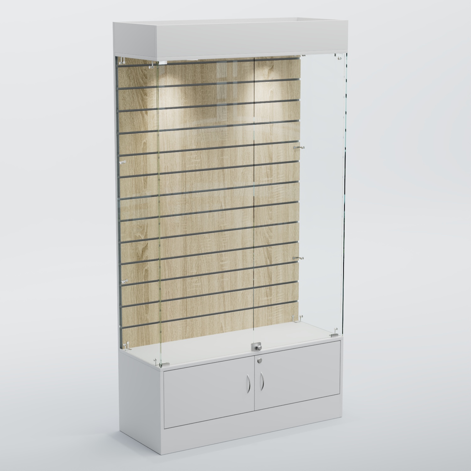 Витрина СЕТЬ №1 с экономпанелью Белый + Дуб Сонома