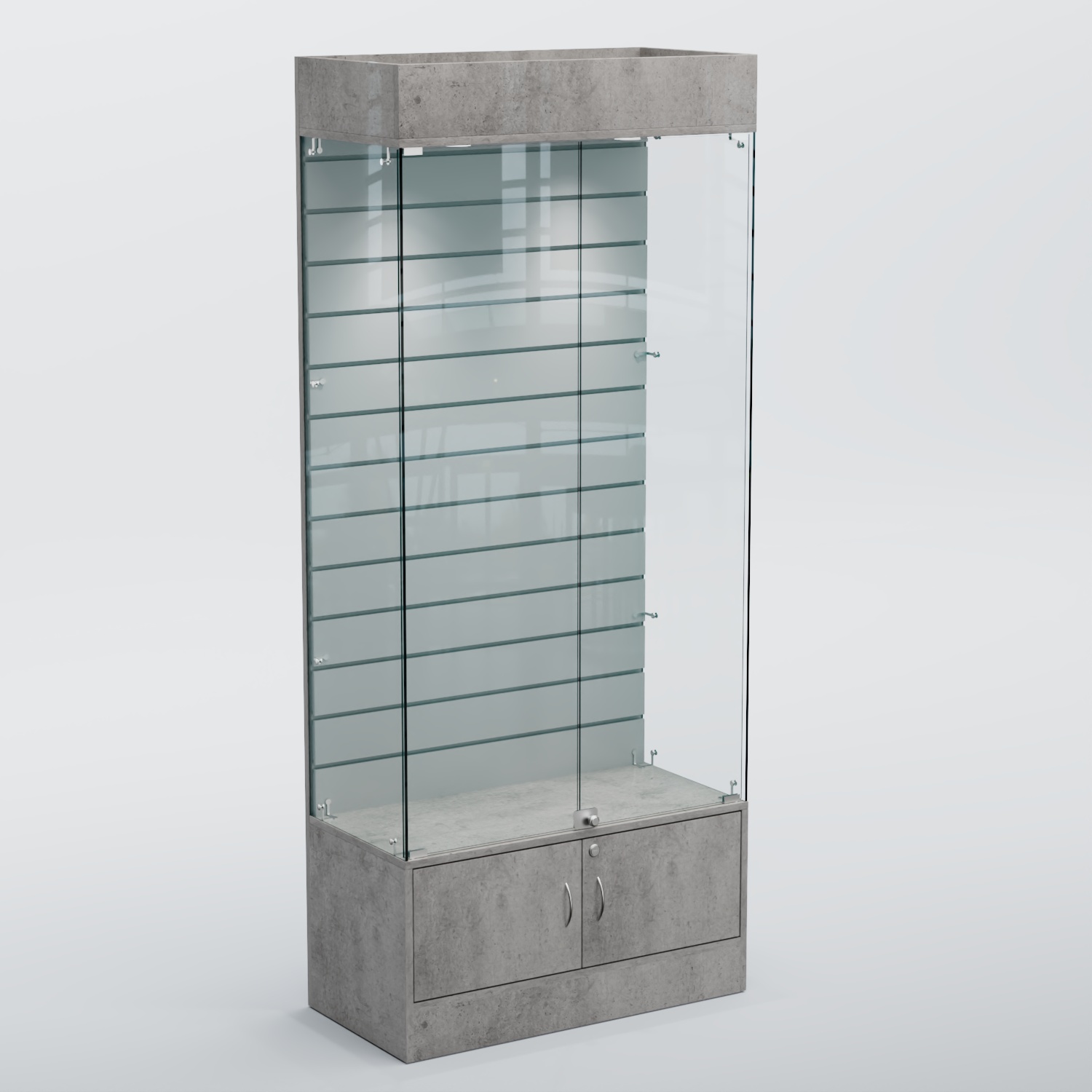 Витрина СЕТЬ №2 с экономпанелью Бетон Чикаго светло-серый F186 ST9