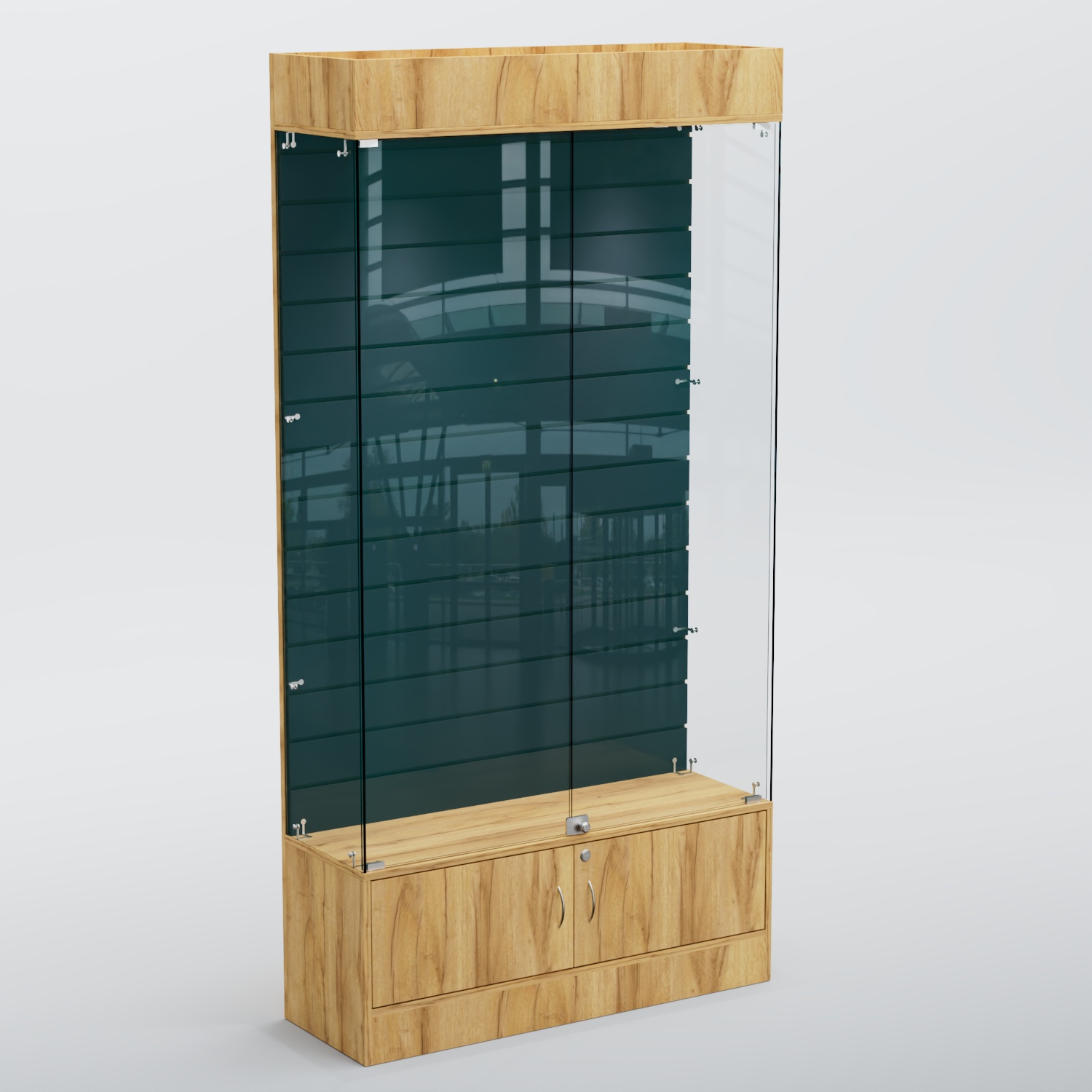 Витрина СЕТЬ №3 с экономпанелью Дуб Золотистый+Антрацит