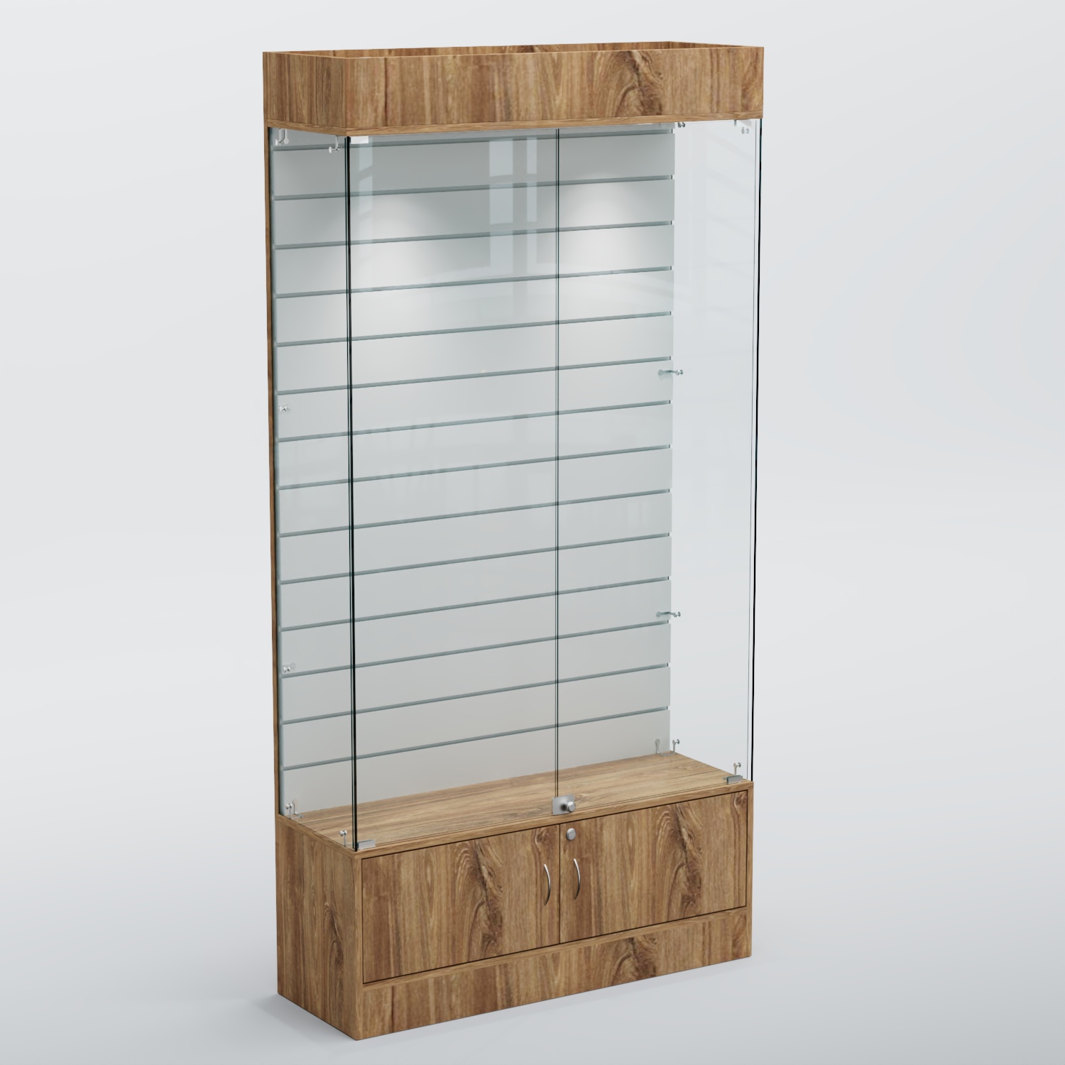 Витрина СЕТЬ №3 с экономпанелью Дуб Канзас коричневый