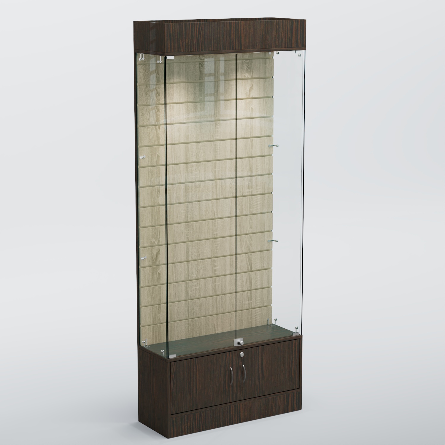 Витрина СЕТЬ №4 с экономпанелью Дуб Венге и Дуб Сонома