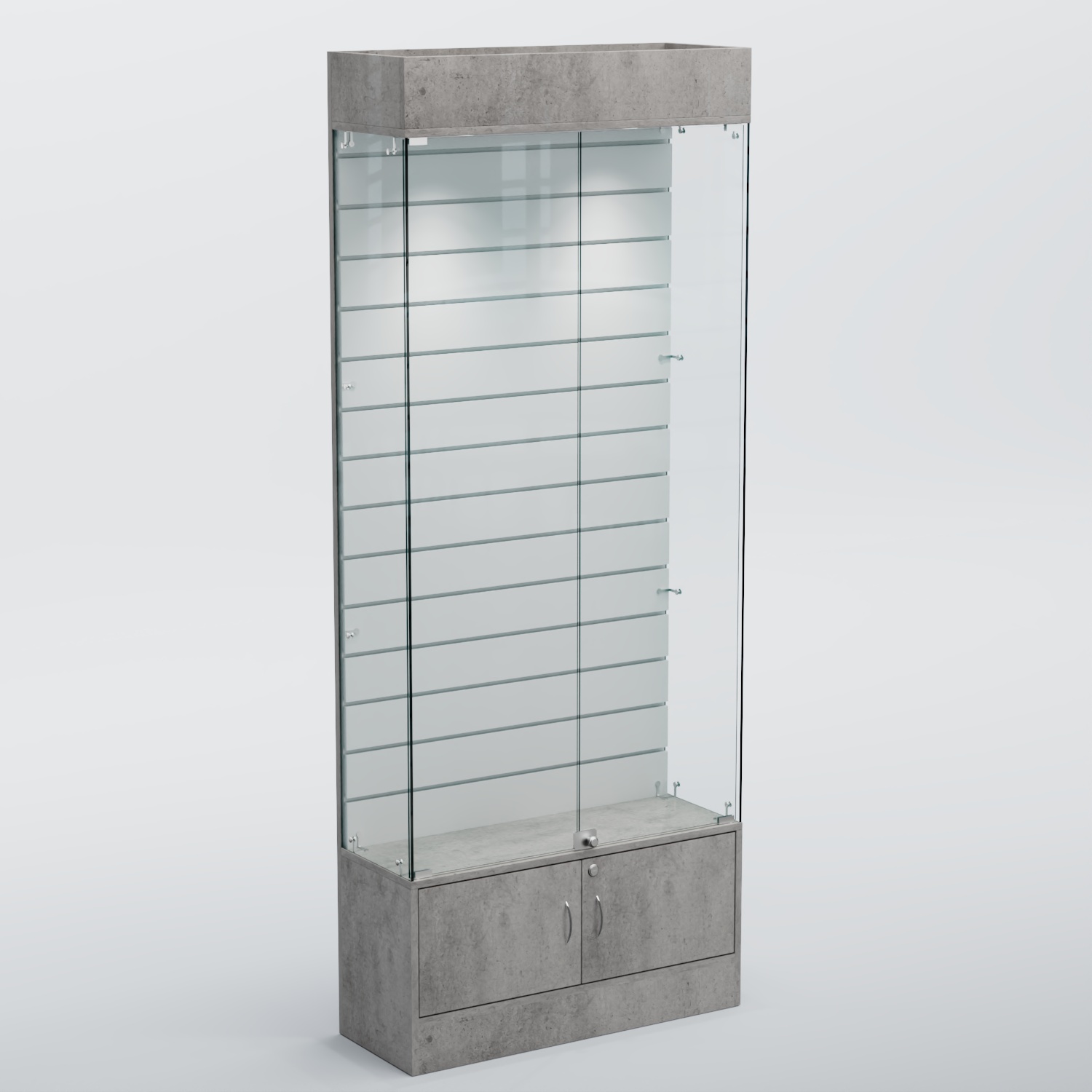 Витрина СЕТЬ №4 с экономпанелью Бетон Чикаго светло-серый F186 ST9