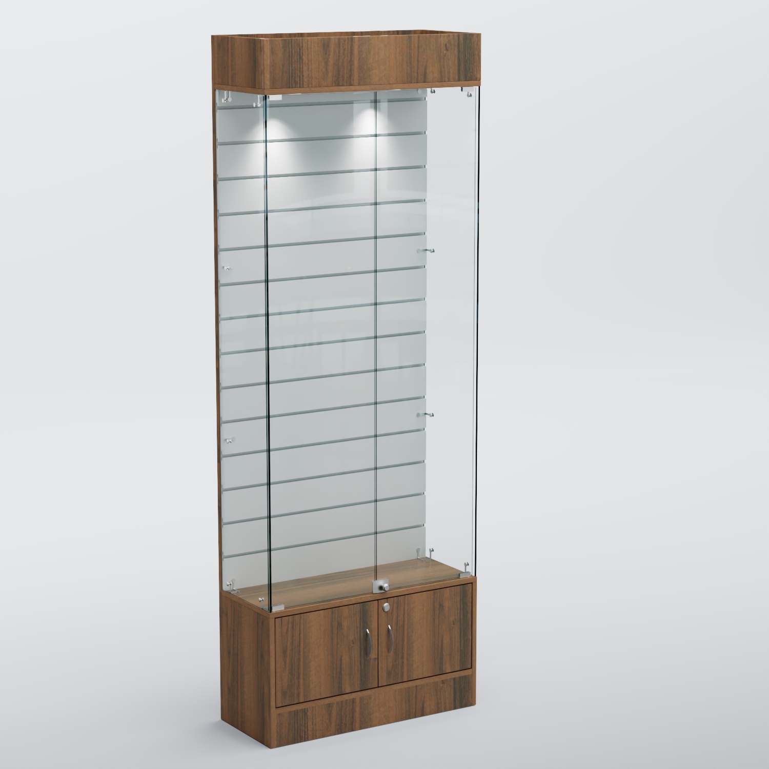 Витрина СЕТЬ №5 с экономпанелью Орех