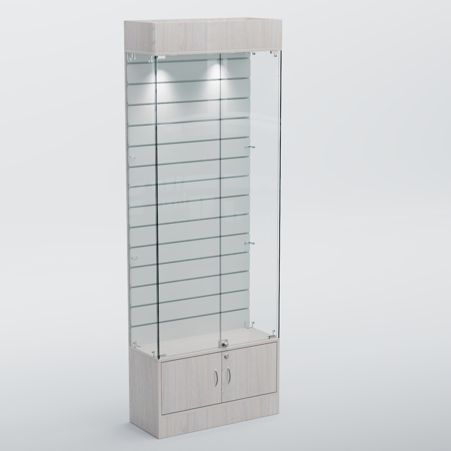 Витрина СЕТЬ №5 с экономпанелью Ясень Анкор светлый