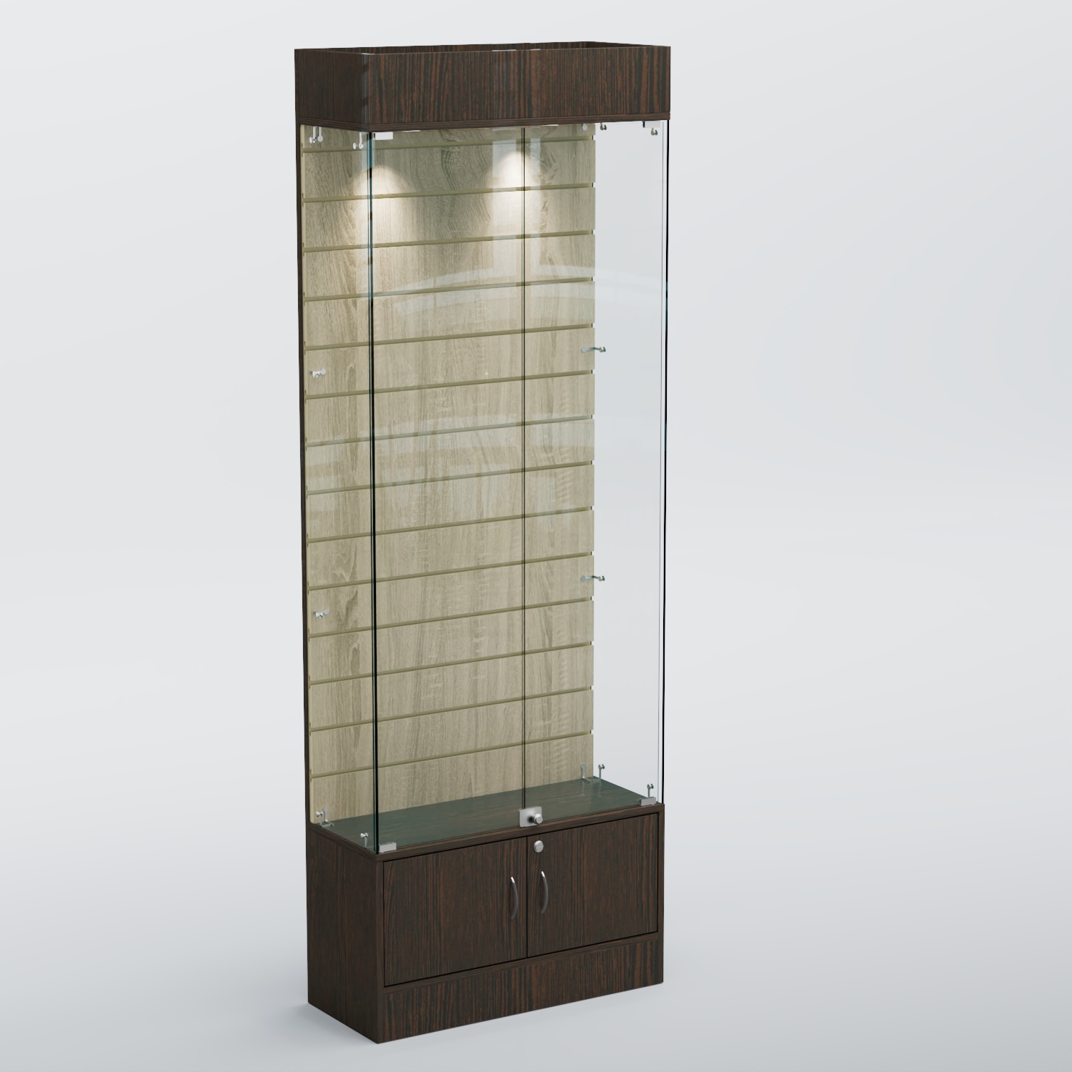 Витрина СЕТЬ №5 с экономпанелью Дуб Венге и Дуб Сонома