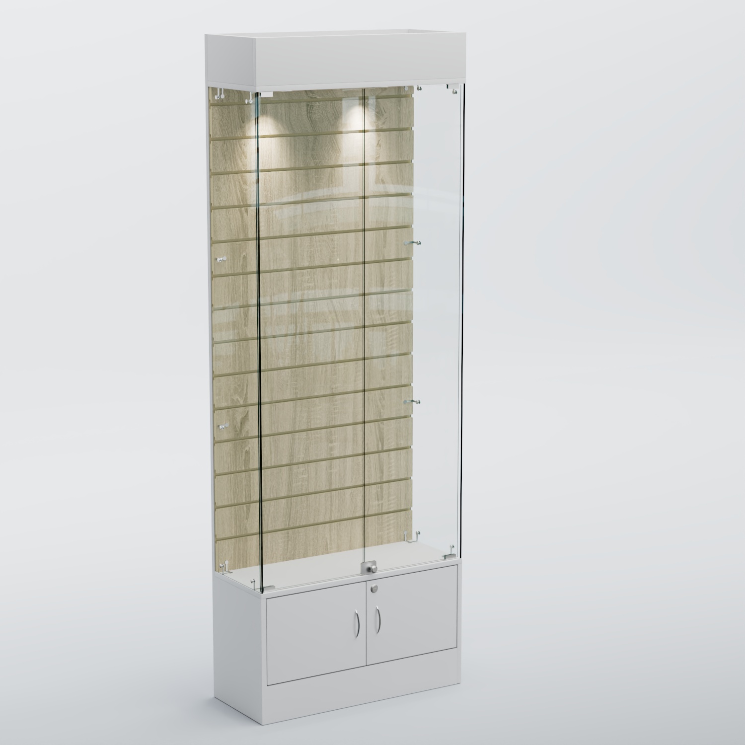 Витрина СЕТЬ №5 с экономпанелью Белый + Дуб Сонома