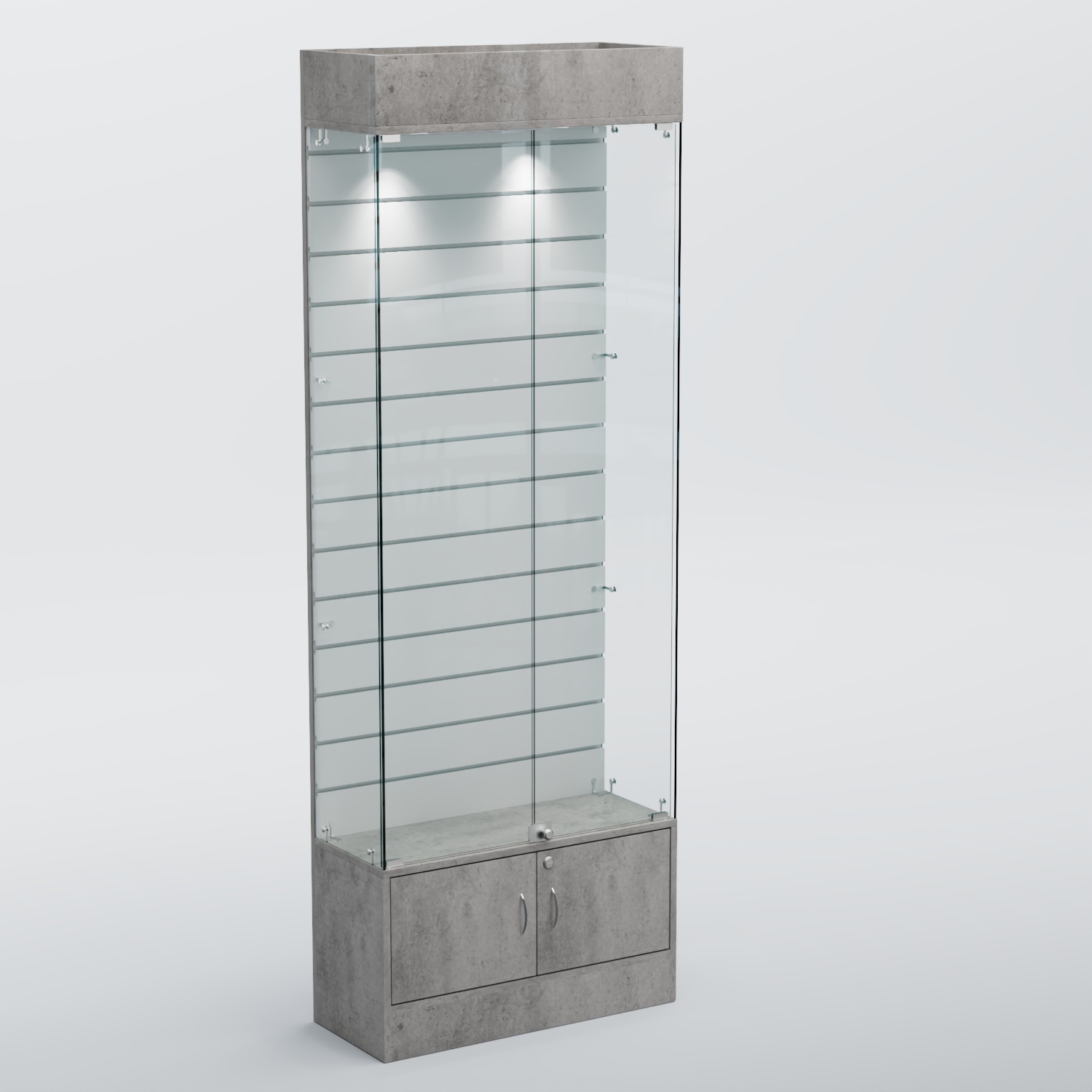 Витрина СЕТЬ №5 с экономпанелью Бетон Чикаго светло-серый F186 ST9