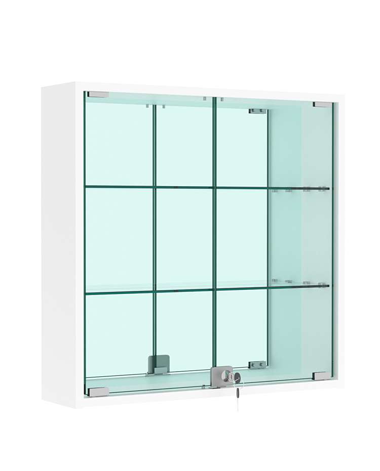 Витрина настенная №1-2А с зеркалом Белый