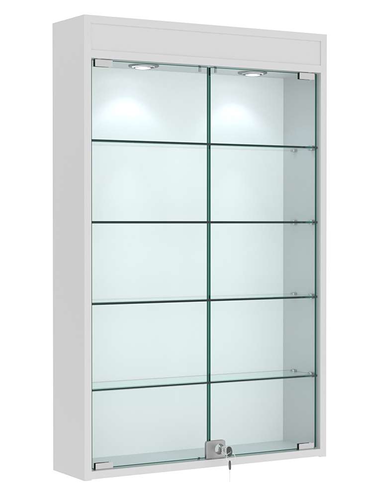 Витрина настенная №2-3А с четырьмя полками и подсветкой Серый