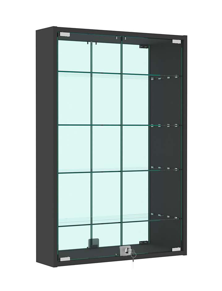 Витрина настенная №2-2А высокая с зеркалом Черный