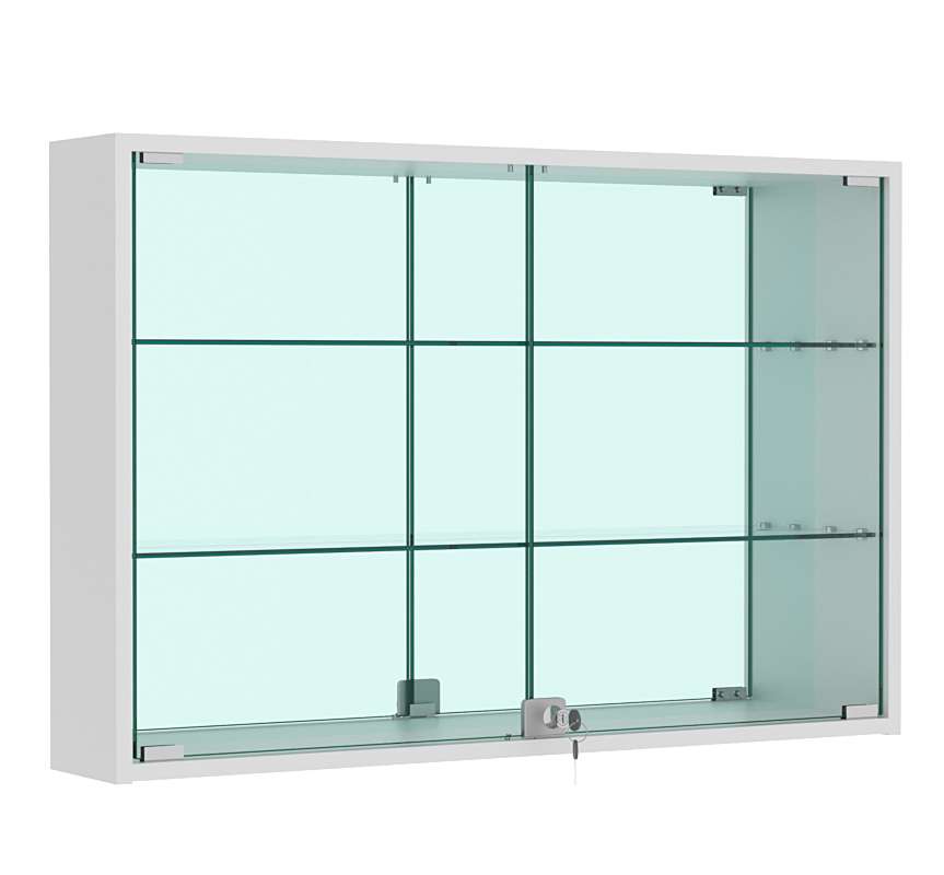 Витрина настенная №3-2А широкая с зеркалом Серый