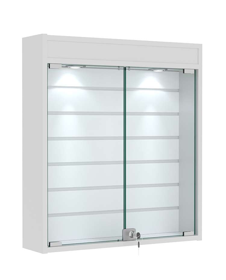 Витрина настенная №1-2Б с эконом панелью и фризом Серый