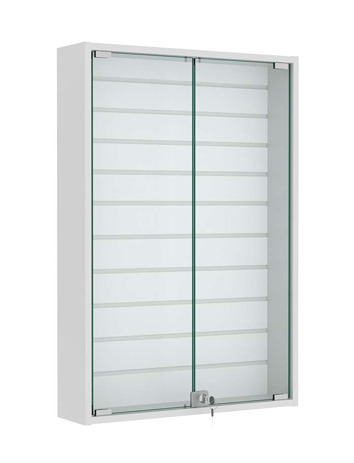 Витрина настенная №2-1Б с эконом панелью и стеклянными дверками Серый