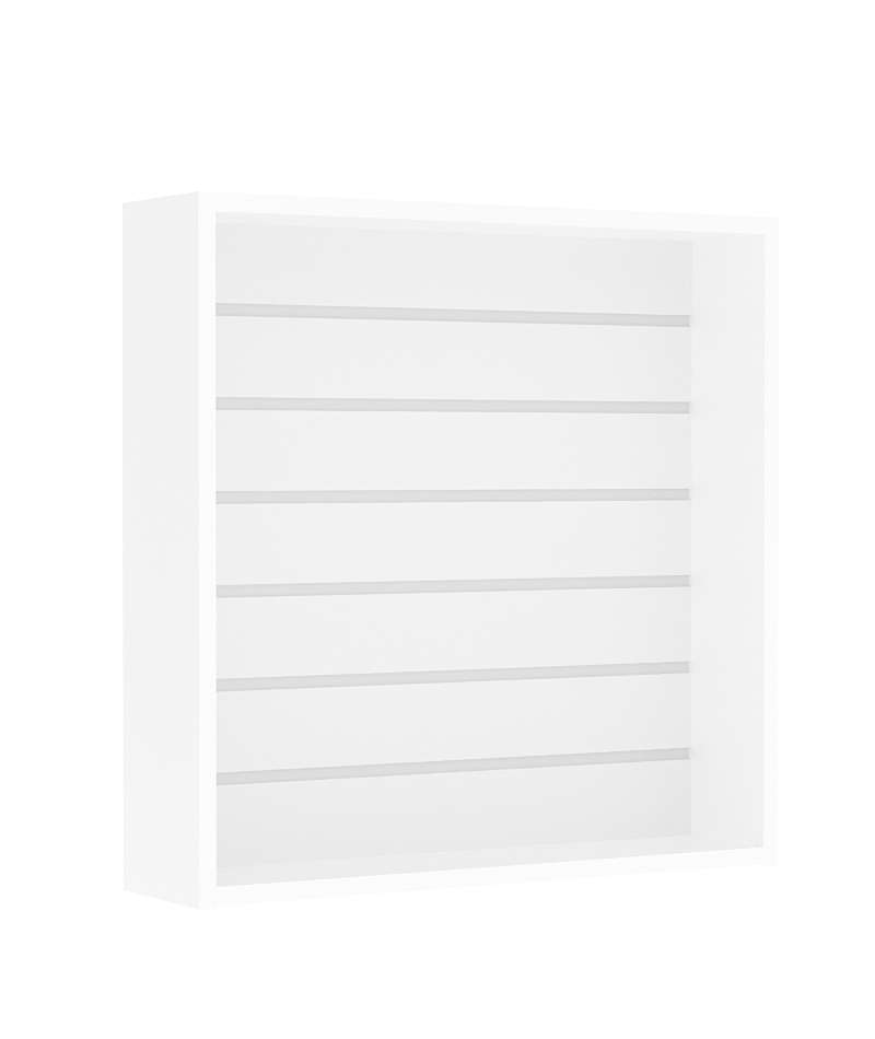 Витрина настенная №1-1В открытая с эконом панелью Белый