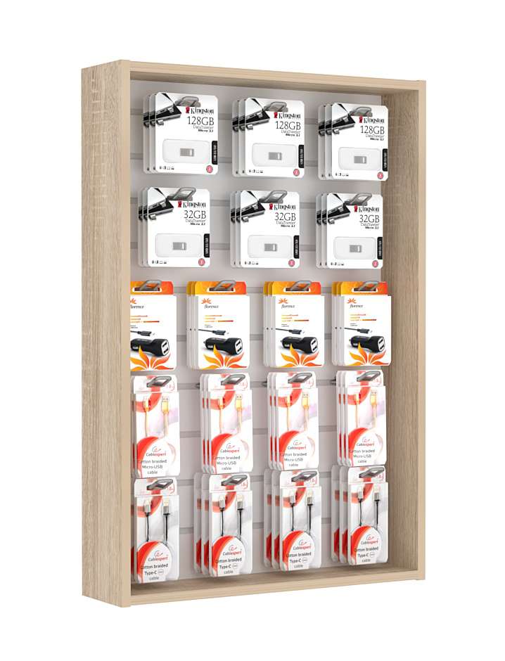 Витрина настенная №2-1В без дверей с эконом панелью Дуб сонома