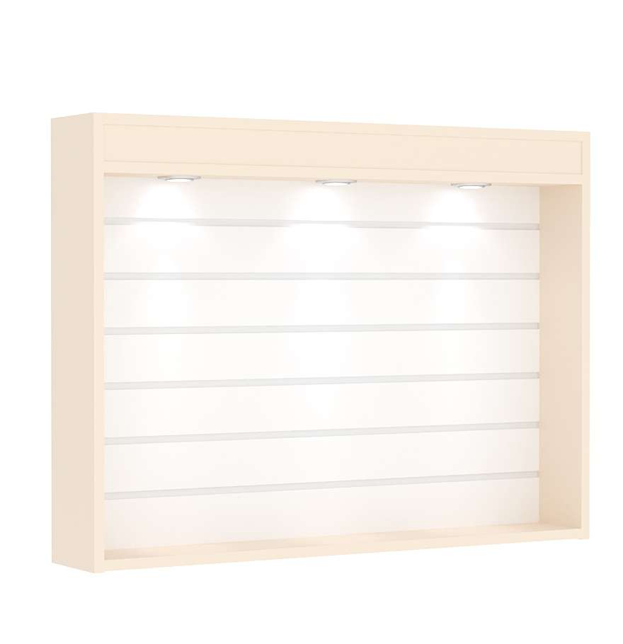 Витрина настенная №3-2В с эконом панелью и верхним фризом Крем Вайс