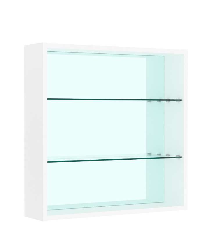 Витрина настенная №1-2Г открытая с зеркалом Белый