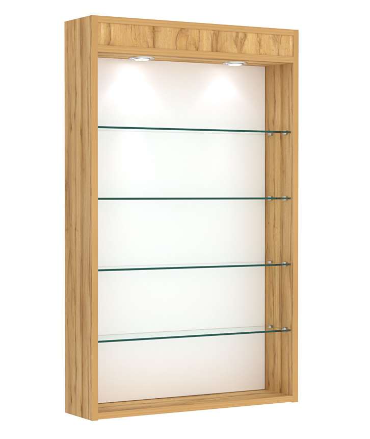 Витрина настенная №2-3Г высокая с верхними светильниками Дуб Золотистый