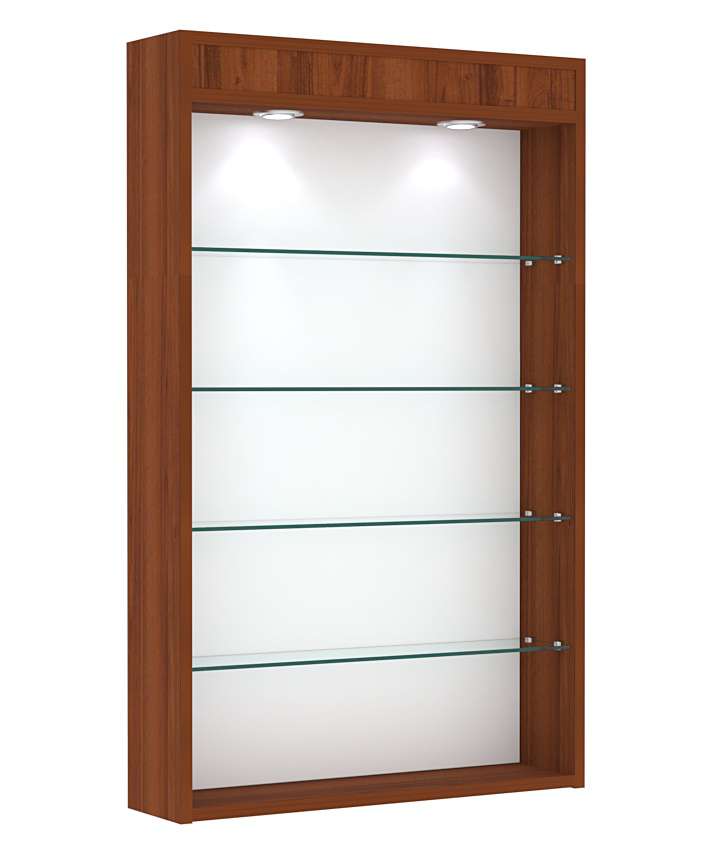 Витрина настенная №2-3Г высокая с верхними светильниками Орех