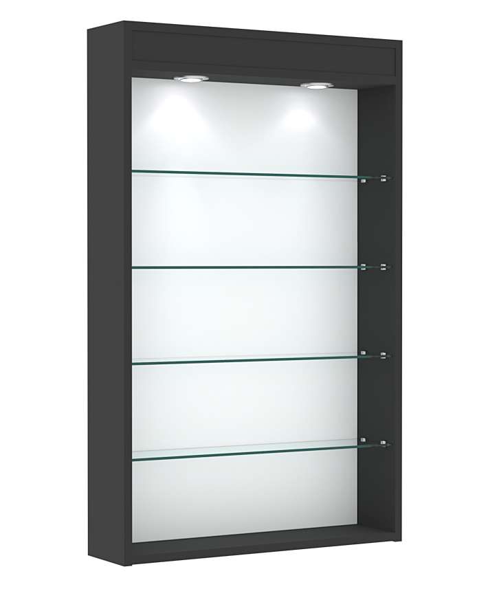 Витрина настенная №2-3Г высокая с верхними светильниками Черный