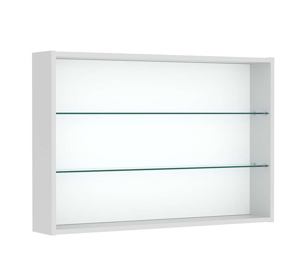 Витрина настенная №3-1Г открытая с двумя полками из стекла Серый