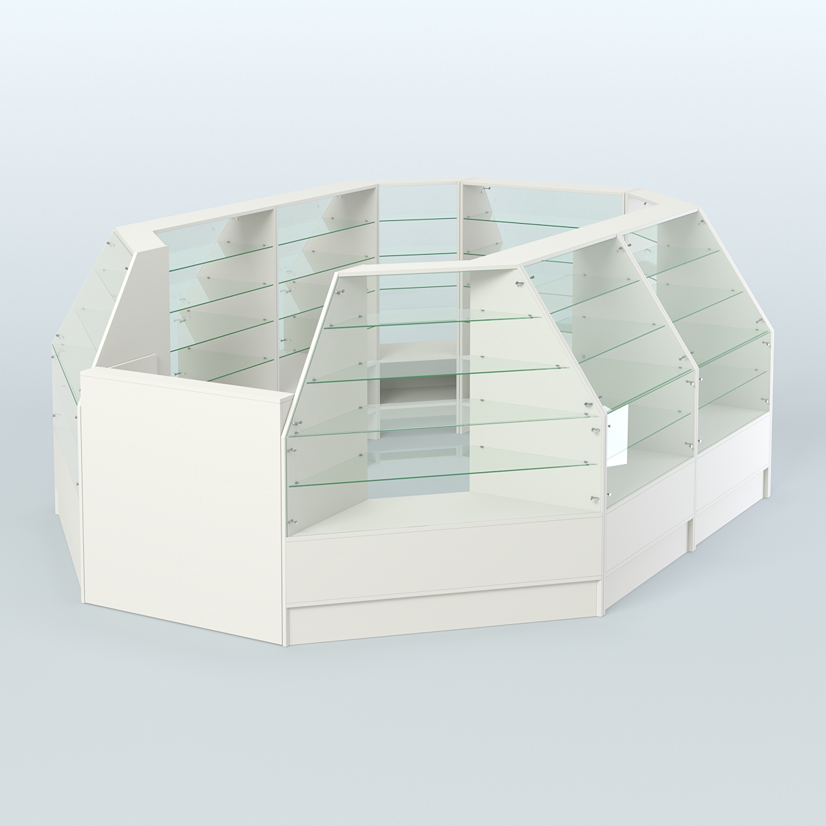 Низкий торговый остров серии Алмаз №2 средний Белый