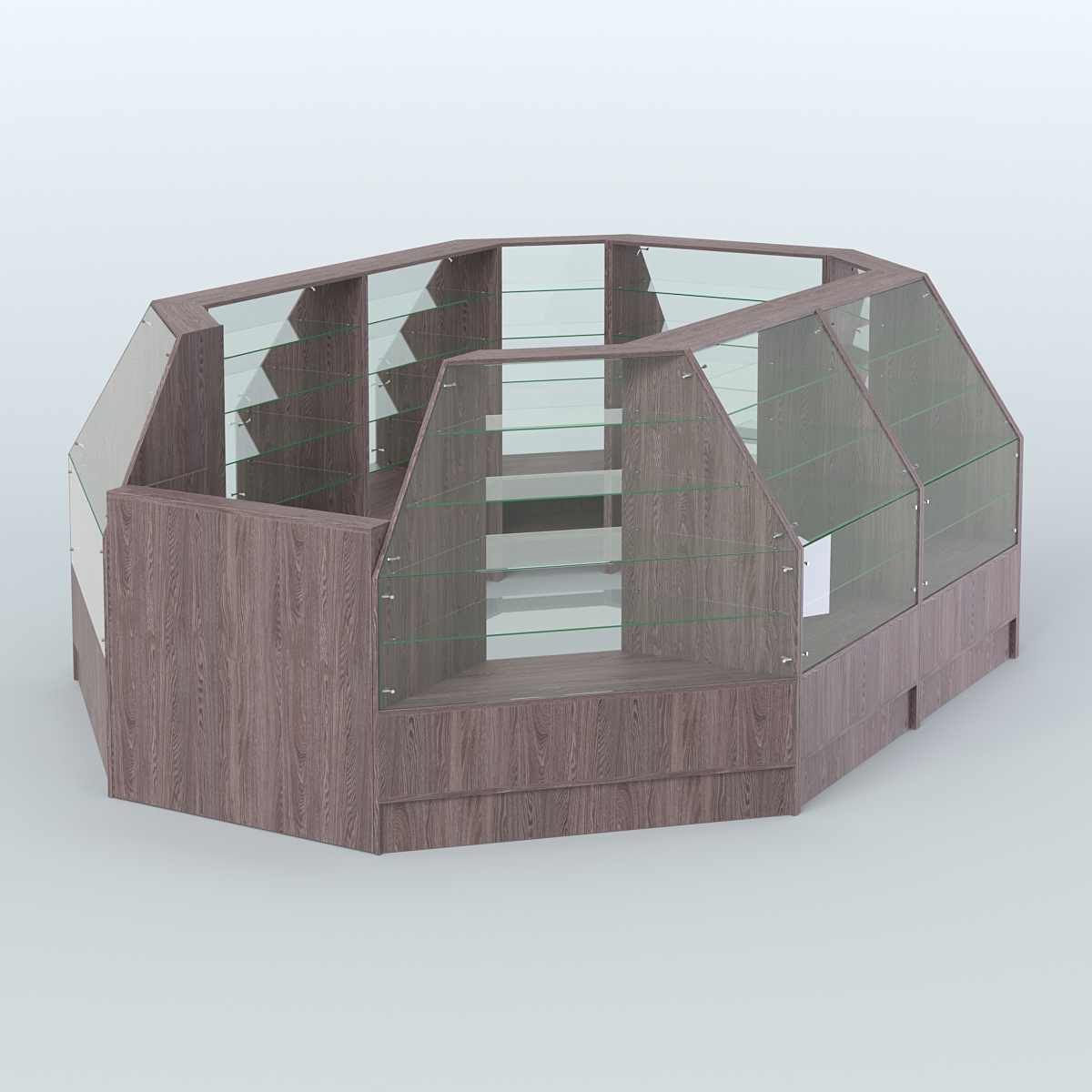 Низкий торговый остров серии Алмаз №2 средний Ясень Анкор темный