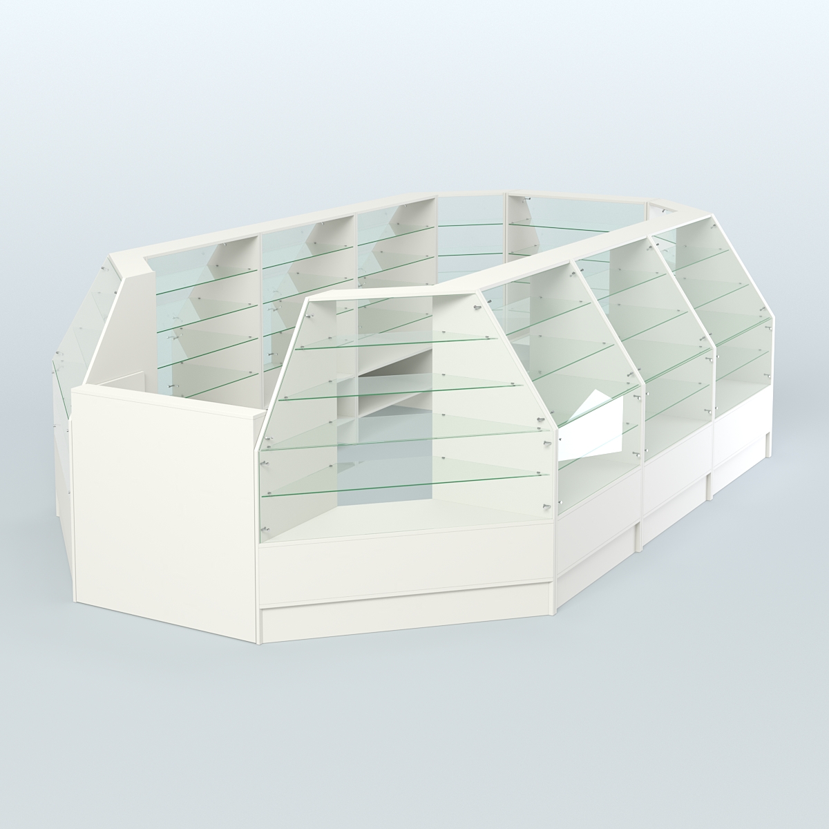 Низкий торговый остров серии Алмаз №4 большой Белый