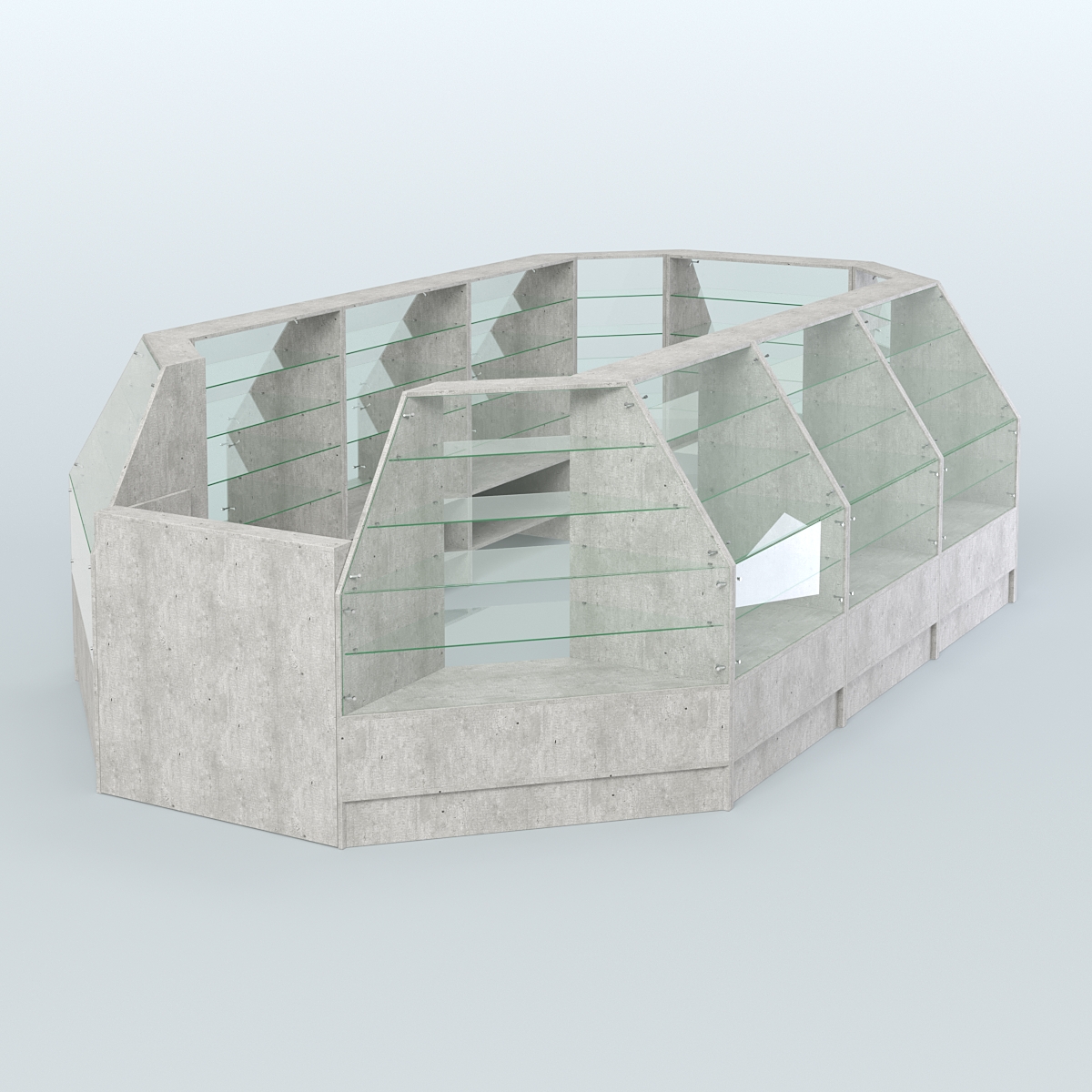 Низкий торговый остров серии Алмаз №4 большой Метрополитан Грей