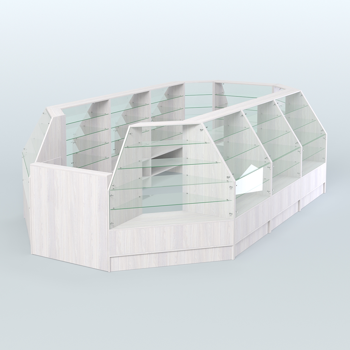 Низкий торговый остров серии Алмаз №4 большой Ясень Анкор светлый