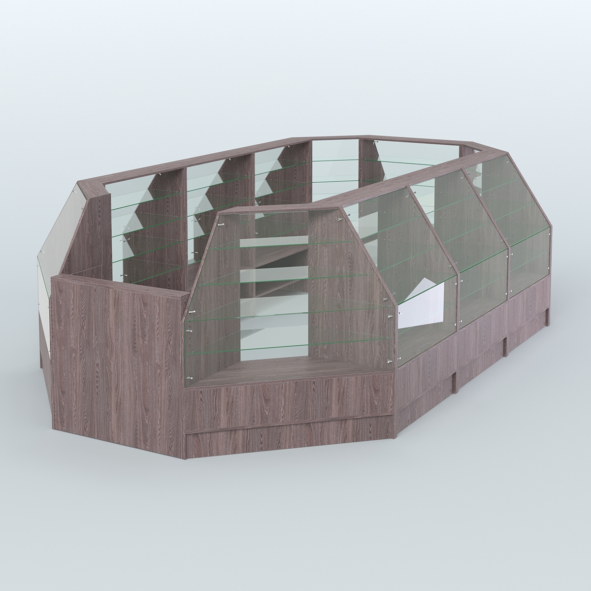 Низкий торговый остров серии Алмаз №4 большой Ясень Анкор темный