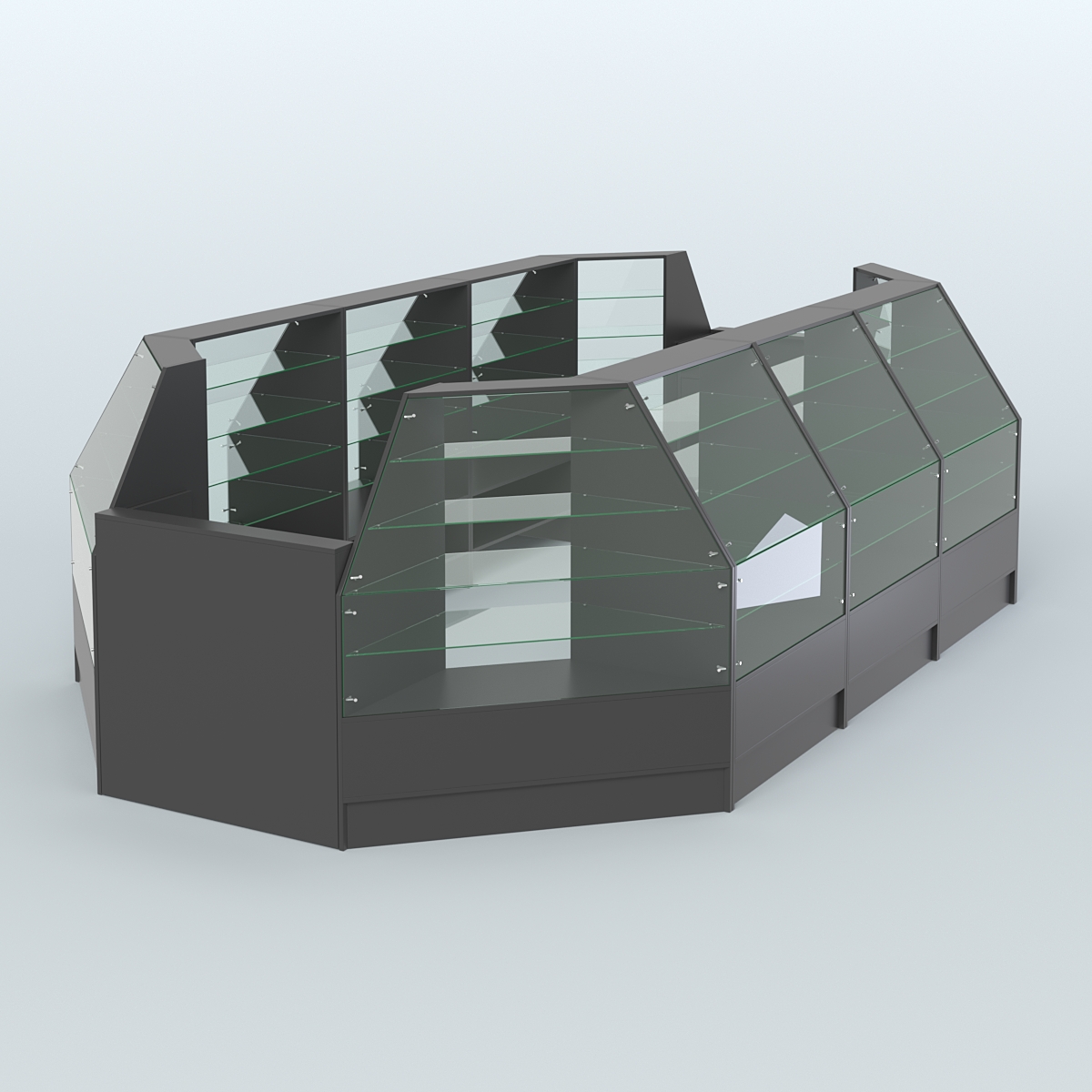 Низкий торговый остров серии Алмаз №5 большой, на два кассовых места Черный