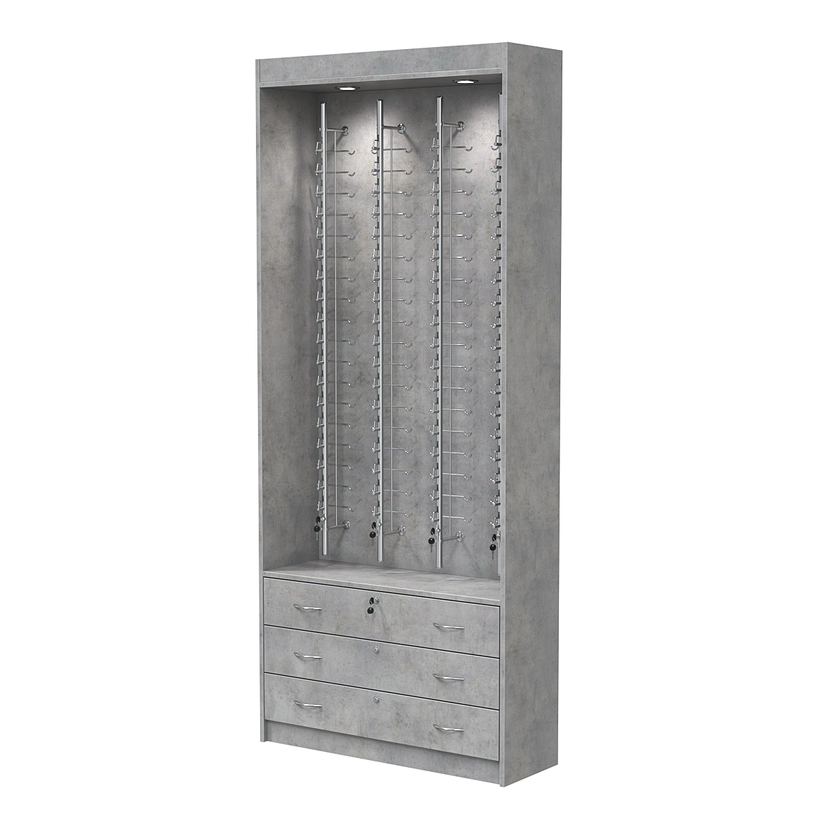 Витрина для очков №12 из ДСП (закрытый доступ) Бетон Чикаго светло-серый F186 ST9