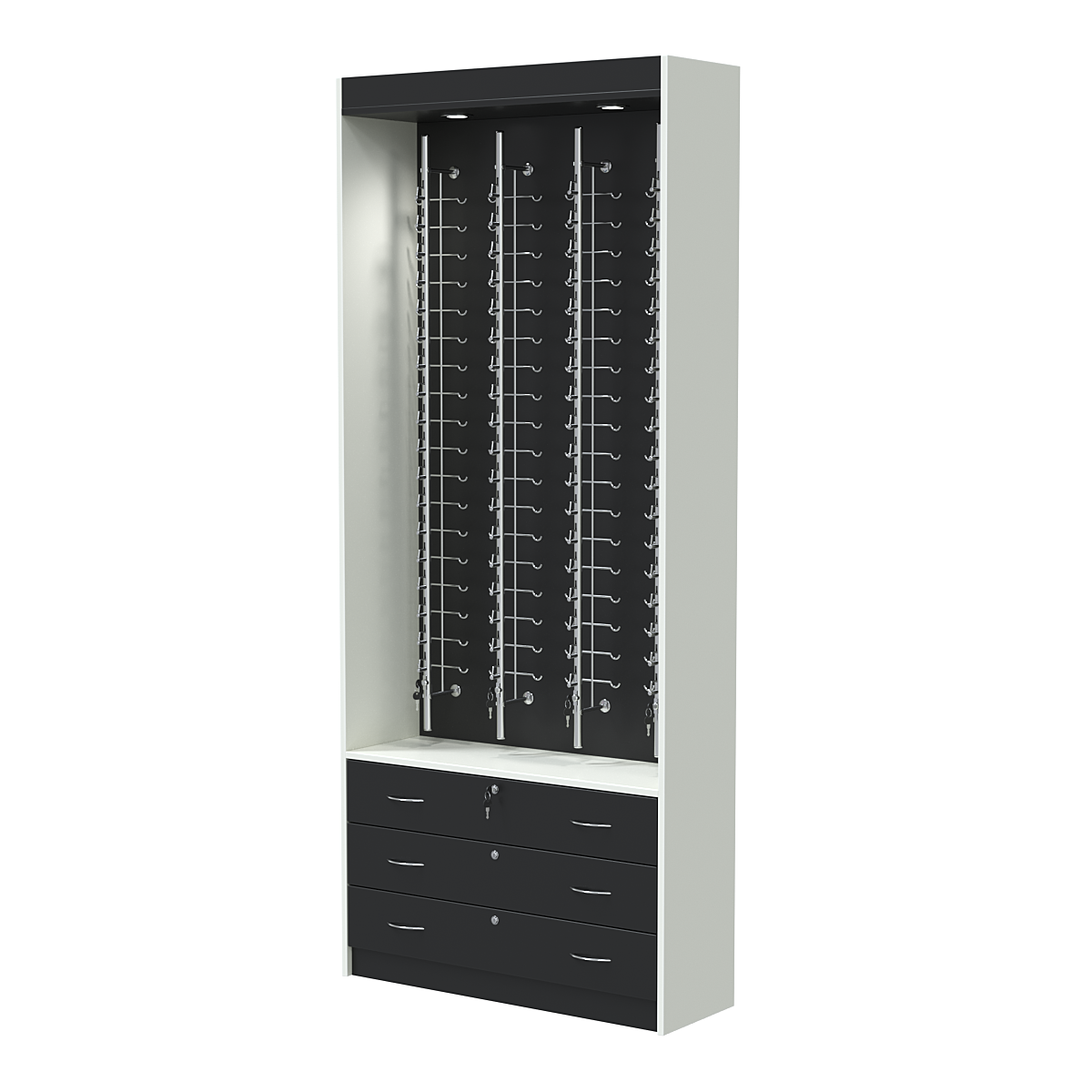 Витрина для очков №12 из ДСП (закрытый доступ) Черный и Белый