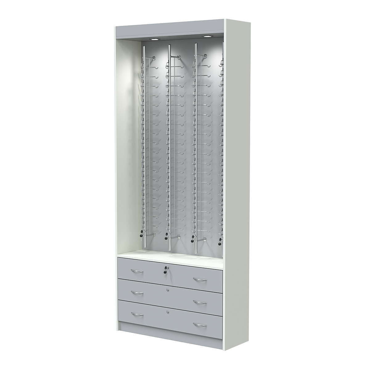 Витрина для очков №12 из ДСП (закрытый доступ) Белый + Серый