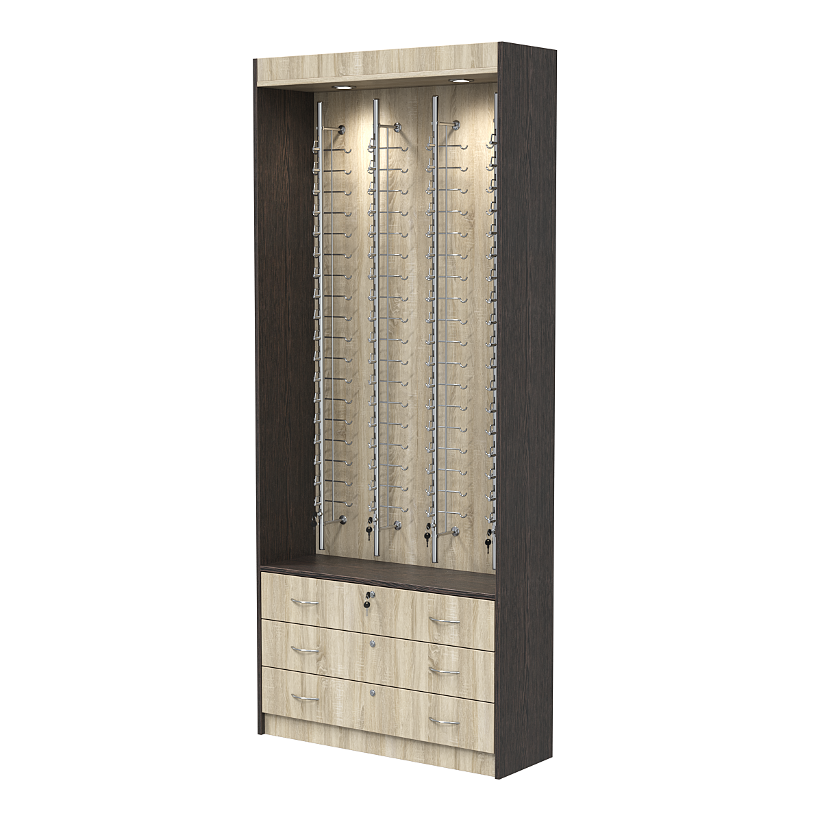 Витрина для очков №12 из ДСП (закрытый доступ) Дуб Сонома + Дуб Венге