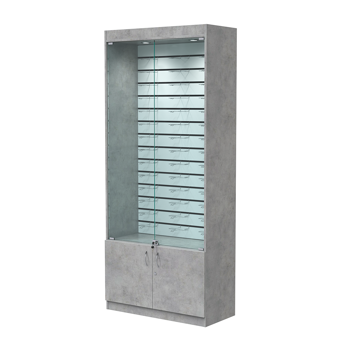 Витрина для очков №3 (задняя стенка - Э/П) Бетон Чикаго светло-серый F186 ST9