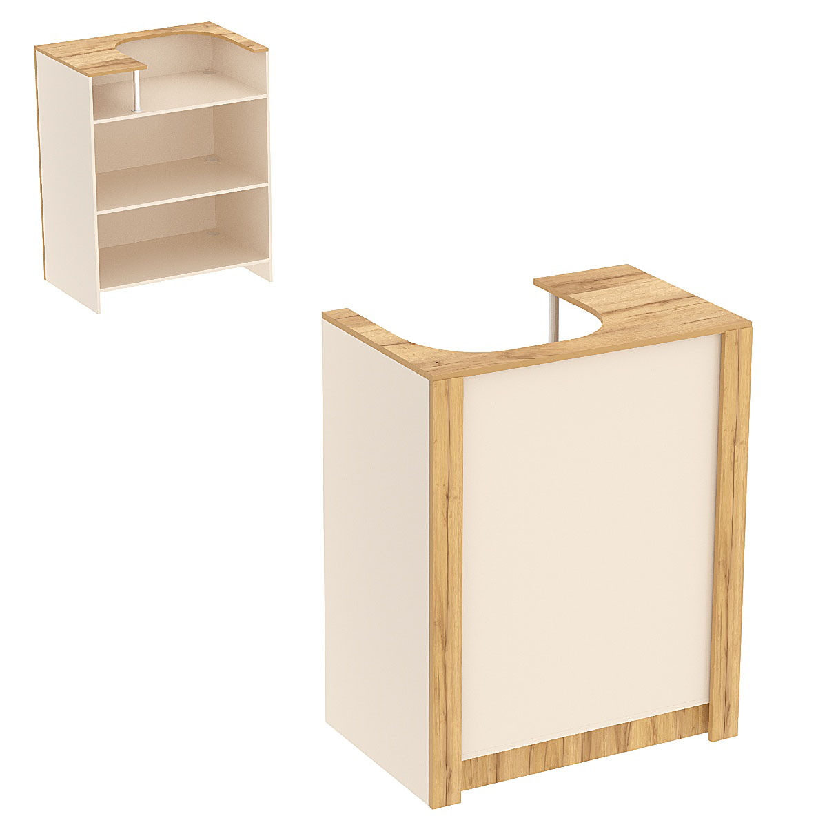 Прилавок из ДСП Модерн №1 под кассу отдельностоящий Крем Вайс и Дуб Золотистый