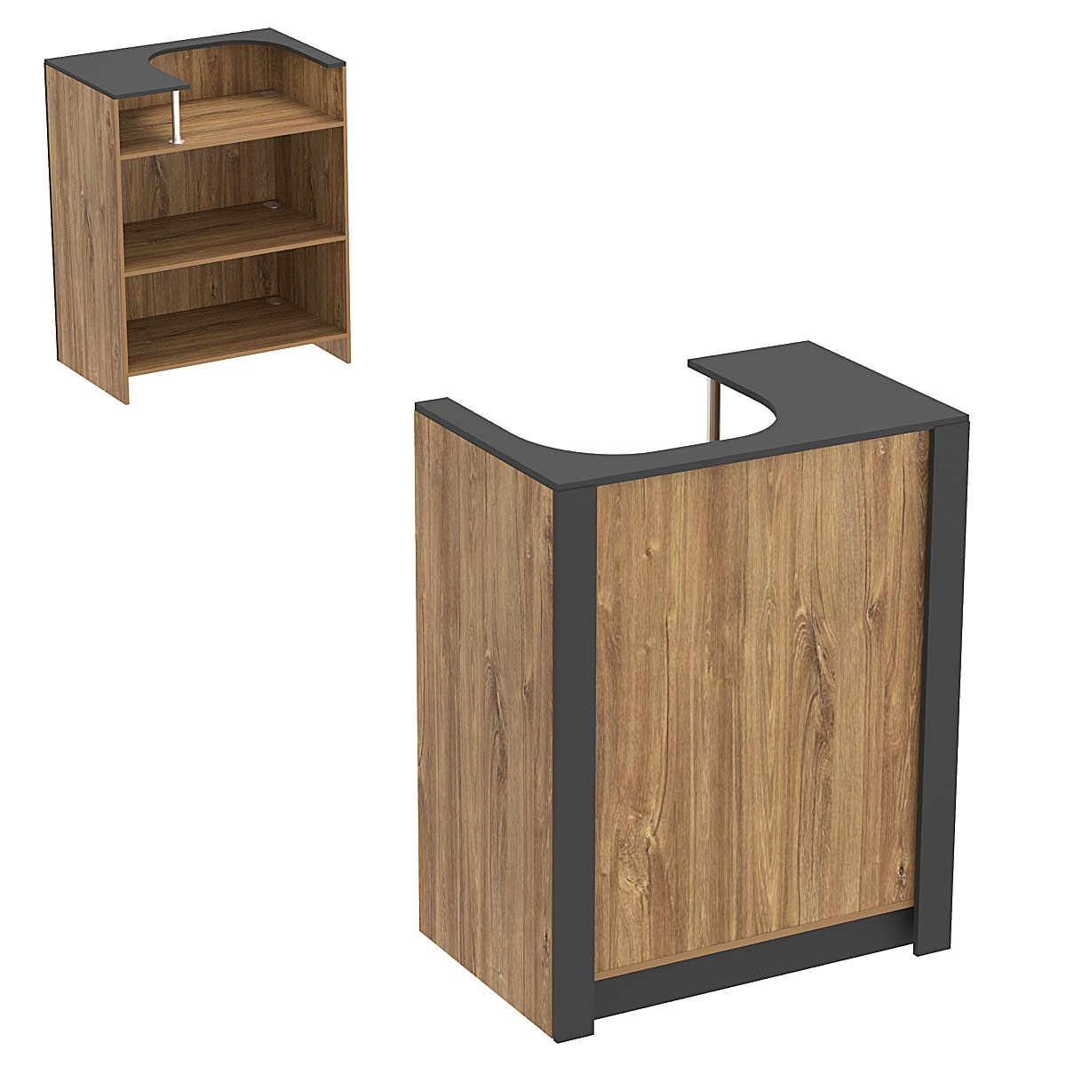 Прилавок из ДСП Модерн №1 под кассу отдельностоящий Дуб Канзас коричневый + Черный