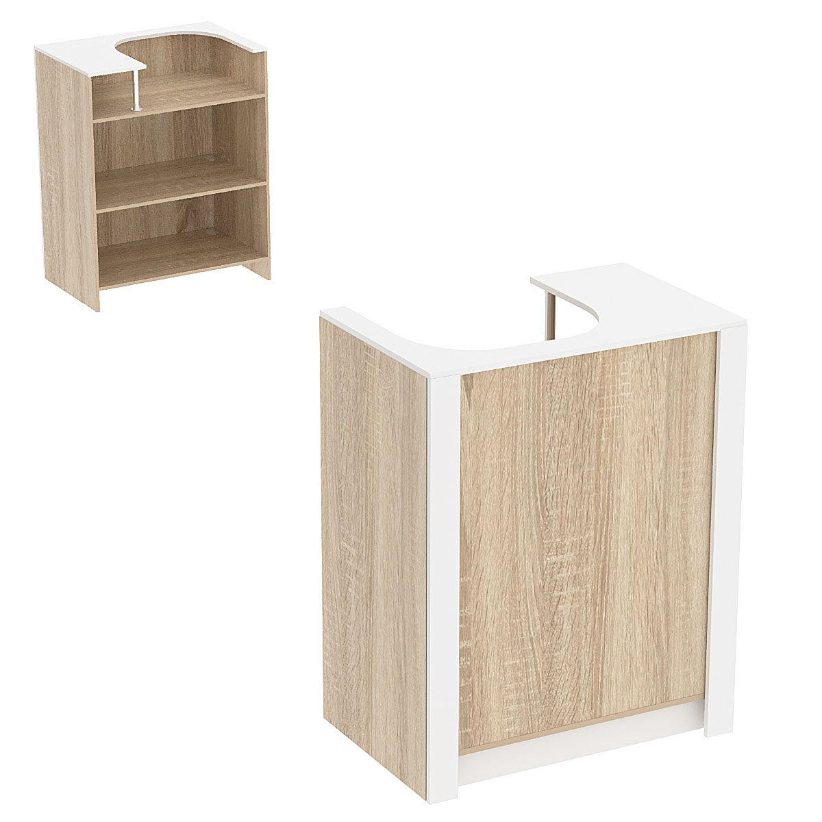 Прилавок из ДСП Модерн №1 под кассу отдельностоящий Дуб Сонома + Белый