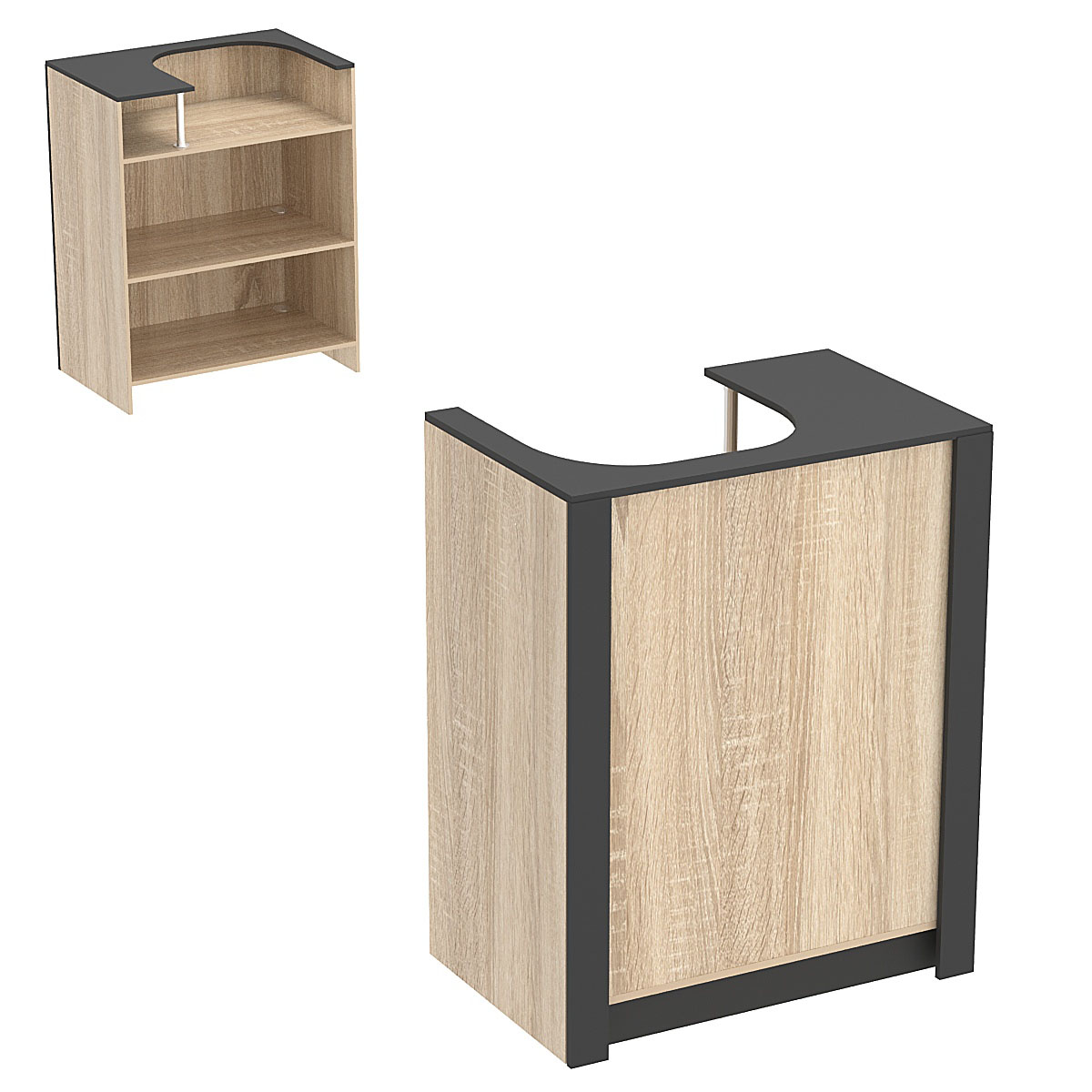 Прилавок из ДСП Модерн №1 под кассу отдельностоящий Дуб Сонома + Черный