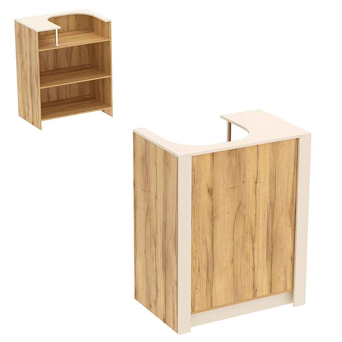 Прилавок из ДСП Модерн №1 под кассу отдельностоящий Дуб Золотистый и Крем Вайс