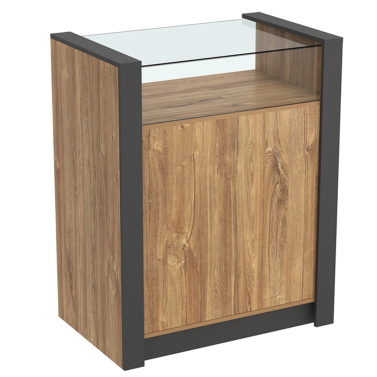 Прилавок из ДСП Модерн №2-900 Дуб Канзас коричневый + Черный