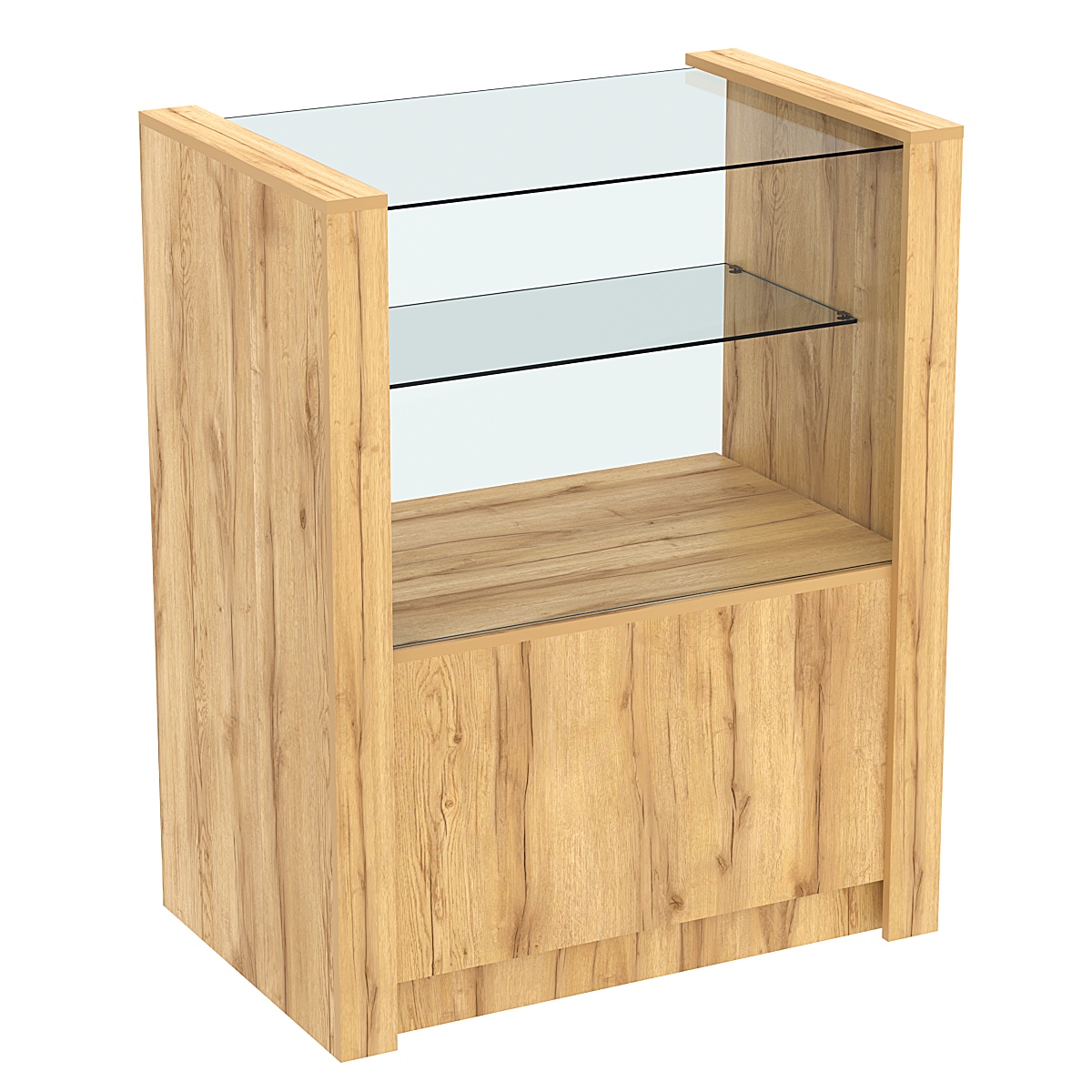 Прилавок из ДСП Модерн №3-900 с прозрачной полкой Дуб Золотистый